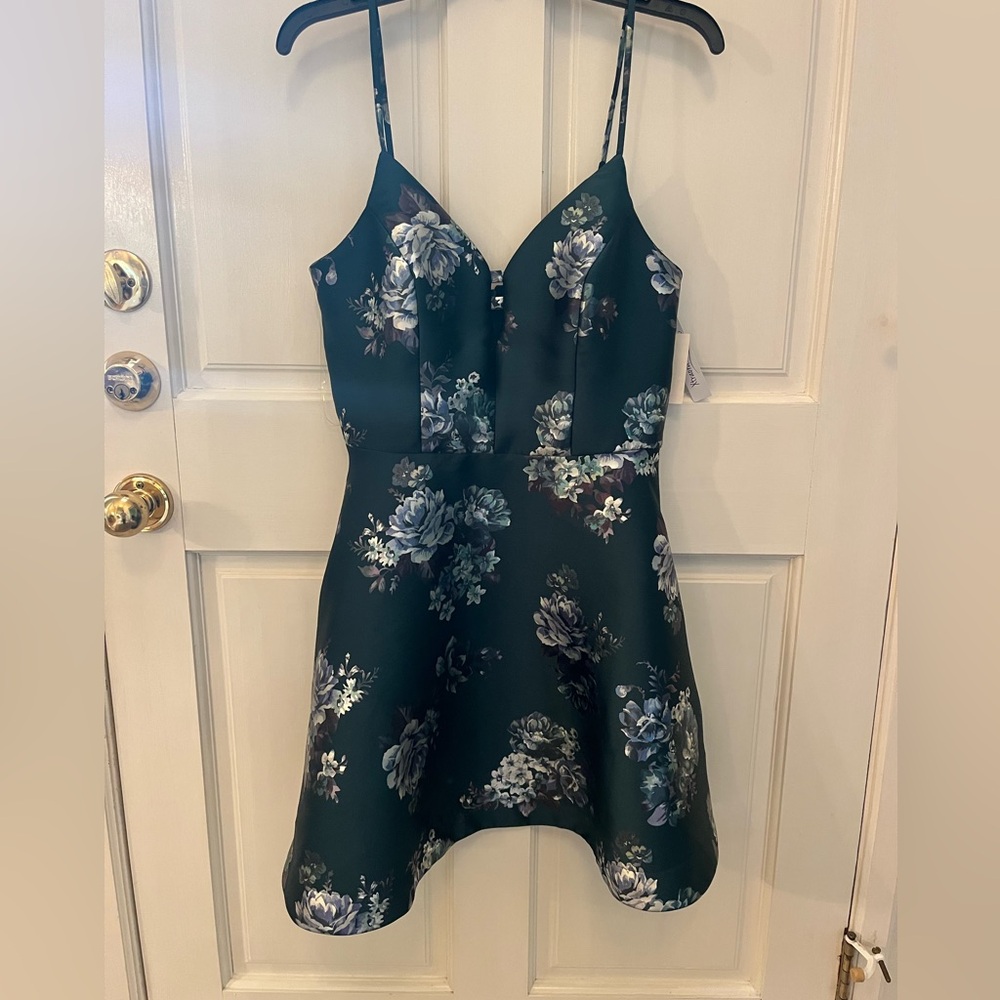 Xtraordinary Green and Blue Floral HOCO dress